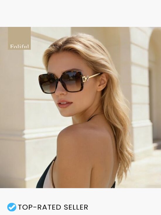 Oversized Retro Square Sunglasses UV Protection Metal Temple Women main image 6